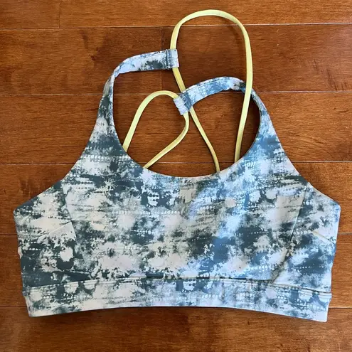 SoulCycle Soul by  Looped X Back Tiedye Sports Bra Blue White Neon Yellow