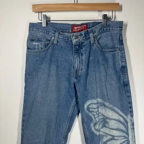 Arizona Vintage Jean Women Size 30 Butterfly Print Med Wash Relaxed Straight