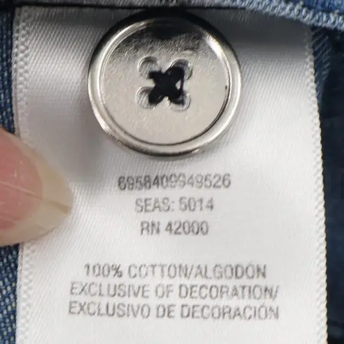 Floral Embroidered Rhinestone Denim Jacket Womens Cottage Western Plus Size 3X Blue