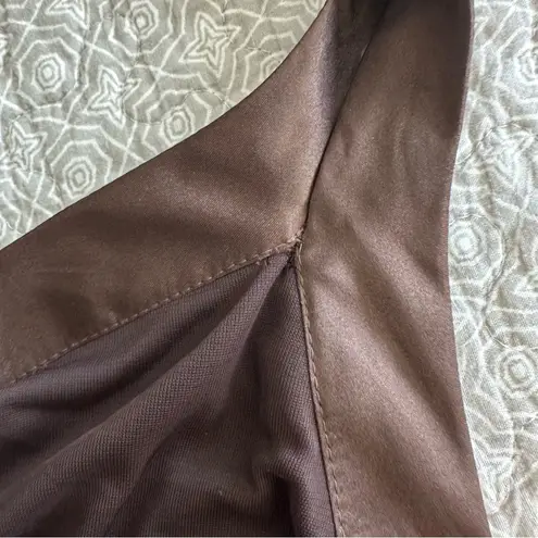 A Byer Vintage 90s A. Byer Brown Halter Dress Asymmetrical Sequin Tiered Flutter Size L