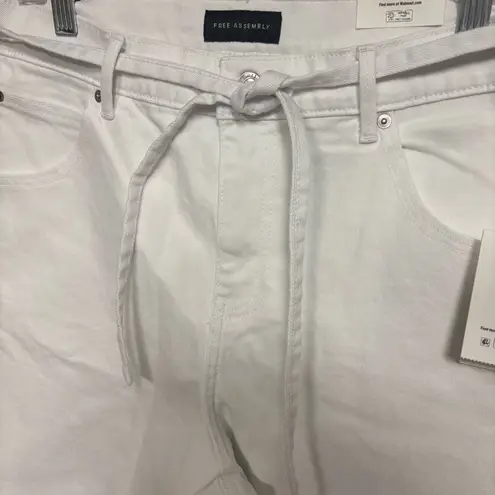 Free Assembly White Belted Denim Shorts Size 8