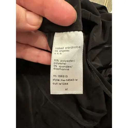 Naked Wardrobe double layered sculpted ruched off the shoulder crop top in black