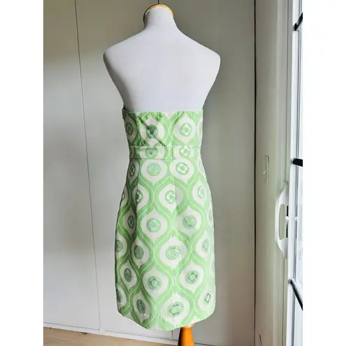 Tibi Vintage Y2K Strapless Des Size 4 Brocade Floral Print Green Party Dress