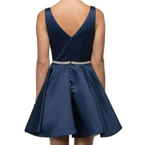 Dancing Queen Blue Prom Homecoming Dress with Sparkling Waist Style 9504 Size XS