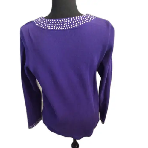 Quacker Factory Purple Bling Jewel Neck Attached Set Small S vintage