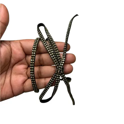 Classic Double Strap Ribbon Black and Gold Color Stud Y2K Choker Necklace S/M