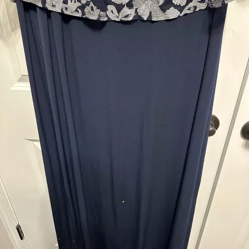 Connected Apparel Blue Gown with Short Flutter Sleeve