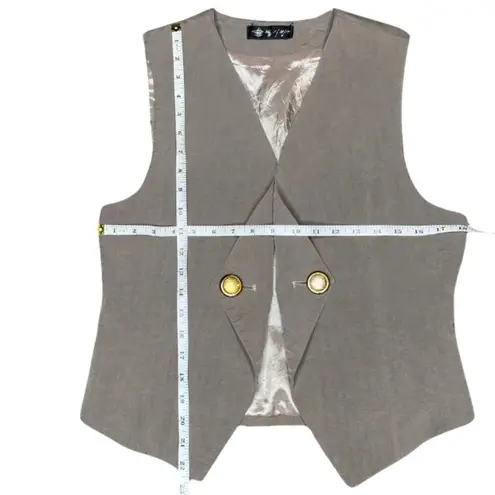 Women's Vintage Fly Away Gold Button Accent Casual Vest Soft Sz L Gray Size L