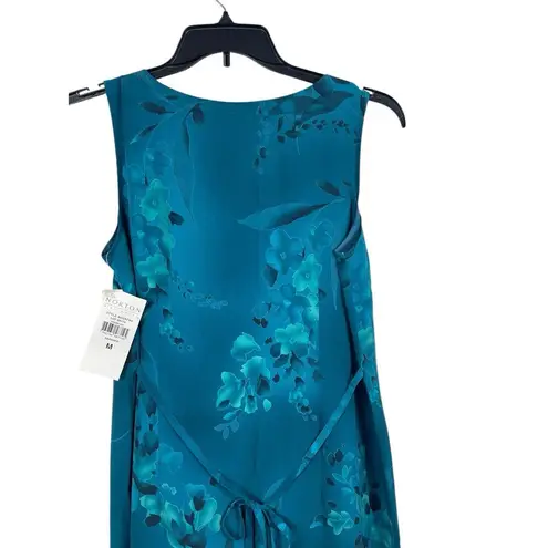 Norton Mcnaughton VTG Blue Floral Sleeveless Maxi Slit Tie Back Slip Dress M NWT