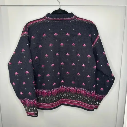 Vintage Dale of Norway Salt Lake City Olympics 2002 Full Zip Wool Sweater Medium Black