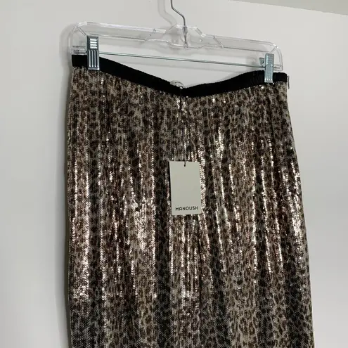 Manoush Pantalon Gala Panther Sequin Pull On Pants Womens US 10 New Brown