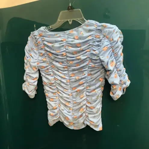 ZARA NWT  FLORAL RUCHED TOP