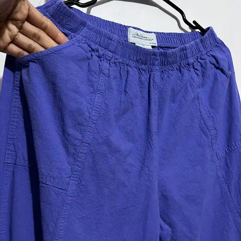 The Vermont Country Store Women's Crinkle Cotton Ankle-Length Pants Blue