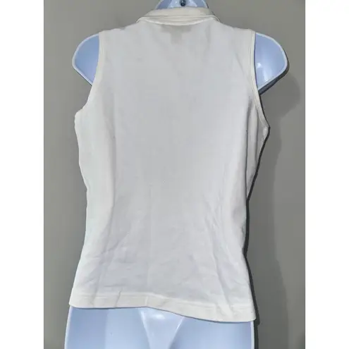 Northern Isles White Sleeveless Collar Tank Top Women's Size M Size M