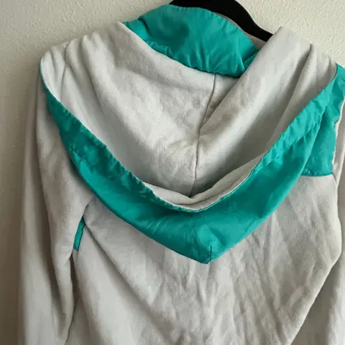 PINK Quarter Zip Pullover Sweatshirt Athletic Long Sleeve Top White Teal xS