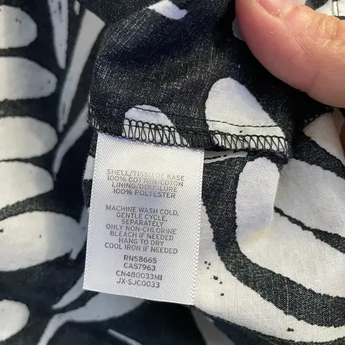 Caslon Puff Sleeve Botanical Printed Cotton Shift Drop Waist Dress - Sz M 💚🎀