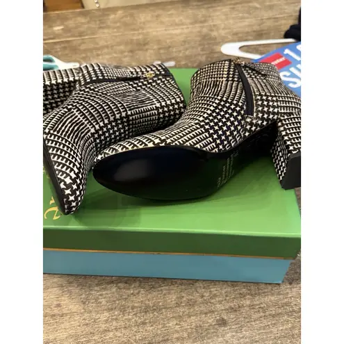 Kate Spade New York BLACK/WHITE Women's Holly Boots Size 7.5 Bow Houndstooth