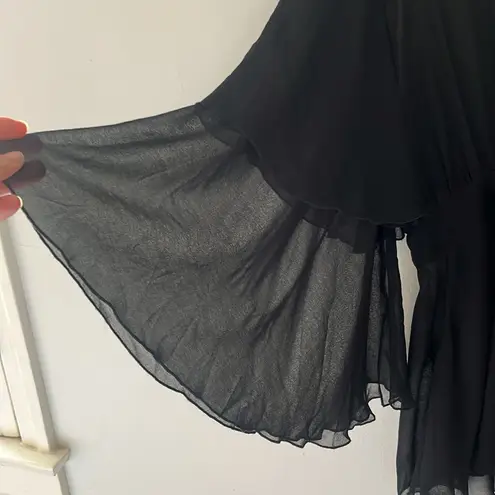Beulah New with tagsBlack Sheer Ruffle Top by Size Medium