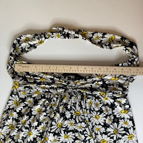 Norma Kamali Womens Diana Black Daisy Halter Neck Dress Sz L Retro Pinup Casual