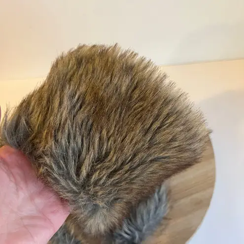 Brown Man Made Fur Collar Brown Silky Ribbon Bow Tie Collar Scarf Warm