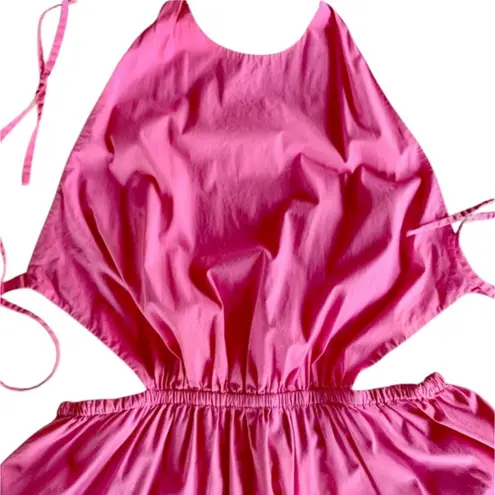 STAUD Apfel Pink Halter Open Back Maxi Dress - Tie Back Halter Dress Size XS