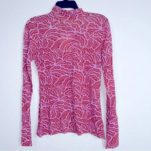 ALC Frank ALC James Printed Stretch-Mesh Turtleneck Top, Size L New w/Tag Retail $295