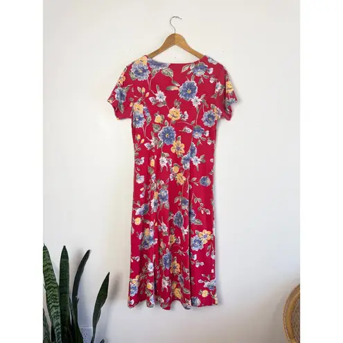 White Stag 90s Y2K Red Button Up Midi Dress size M