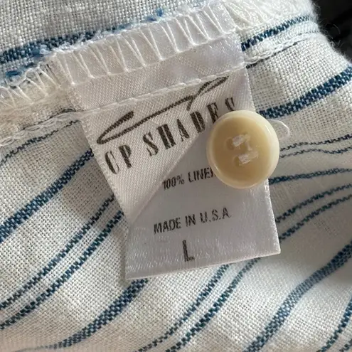 CP Shades White Blue Striped Long Sleeves Button Down Shirt Women’s Size Large