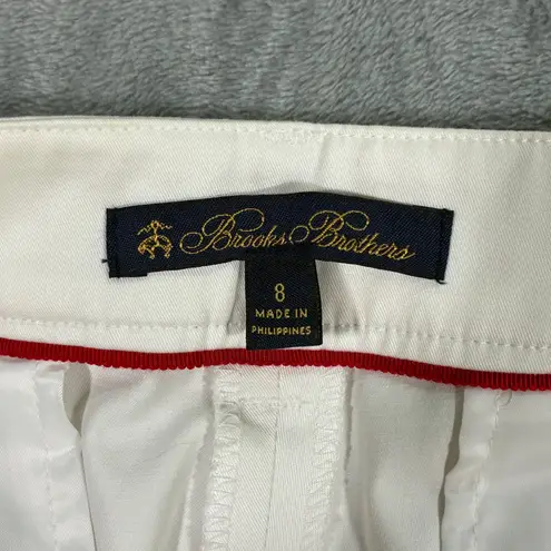 Brooks Brothers White Cotton Stretch Straight Leg Dress Pants Women's Size 8