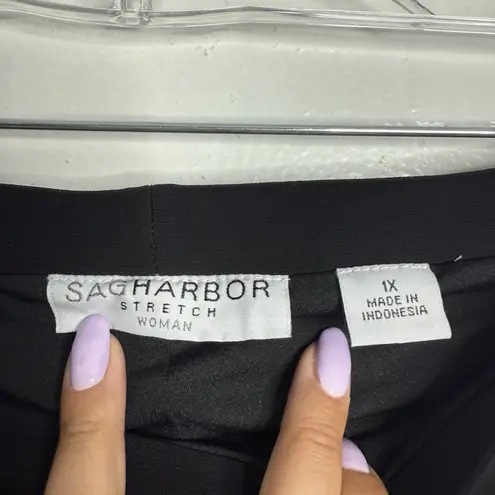 Sag Harbor Woman Stretch Pull On Black Pants Lined Size 1X