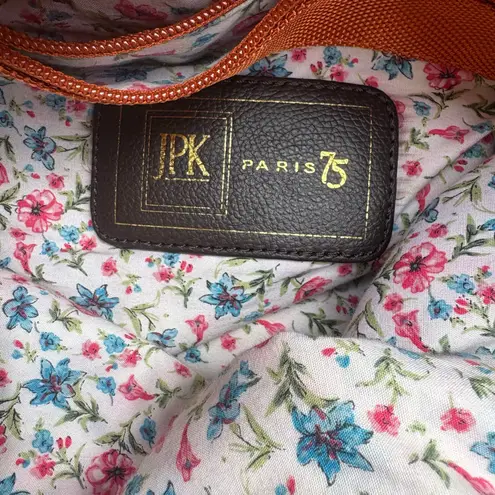 JPK Paris 75 Purse Nylon Bucket Hobo Bag Orange Brown Chunky Large Fall Classy