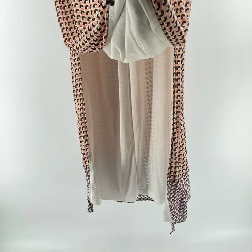 DR2 by Daniel Rainn Geometric Maxi Skirt L/XL – Smocked Waist, Double Slit Orange