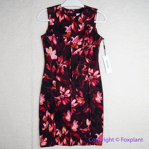 Calvin Klein NEW  Women's floral Printed Seamed Sleeveless Sheath Dress, size 4P