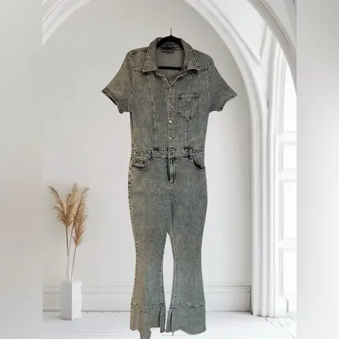 Blue B Collection Denim Wide Leg Jumpsuit Size L