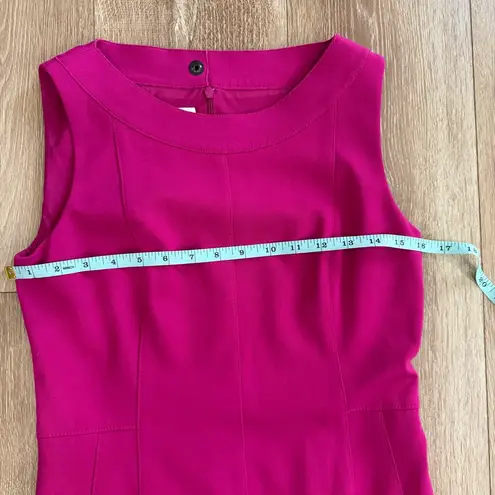Akris Punto Bateau Neckline Crepe Sheath Dress Size 6 Magenta Pink Designer