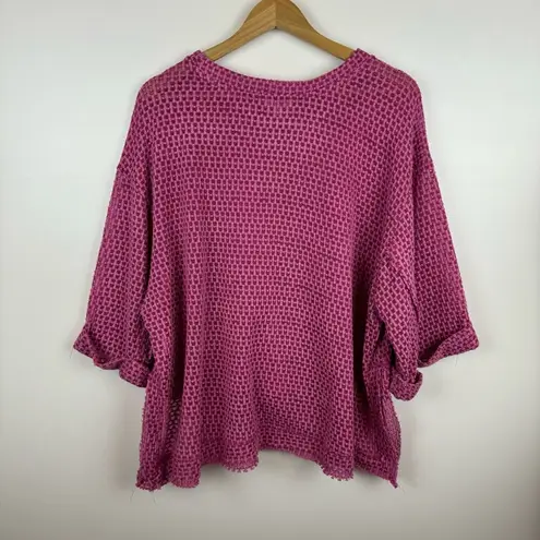 Umgee  Crochet Knit Pink Sweater‎ Size Large Oversized Flowy Boho