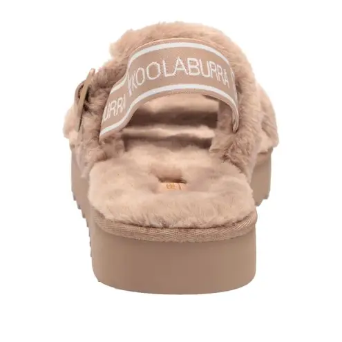 Koolaburra by Ugg  Backstrap Fuzzy Sandals Fuzz Oh Amphora Beige Slipper Size 8