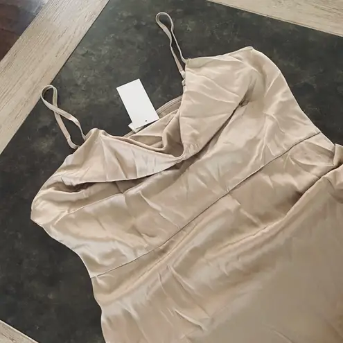 Floerns Women's Plus Size Satin Spaghetti Strap Cowl Neck Wrap Party Cami Dress