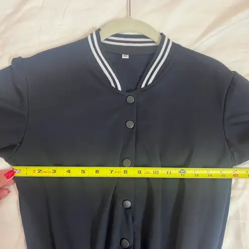 New Kawaii Navy Blue Button Up School Girl Short Sleeve Dress Size M