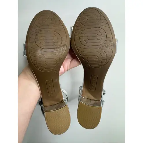 Bandolino Sandals Womens Size 9 Silver Open Toe Ankle Strap Block Dress Heels