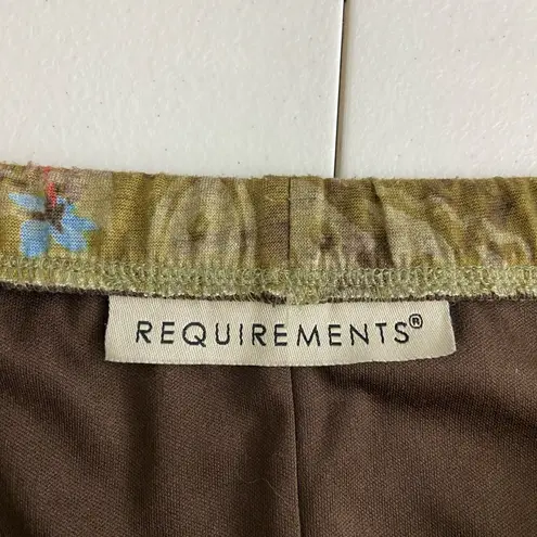 Requirements EUC Vintage green floral paisley print stretch waist flowy skirt L