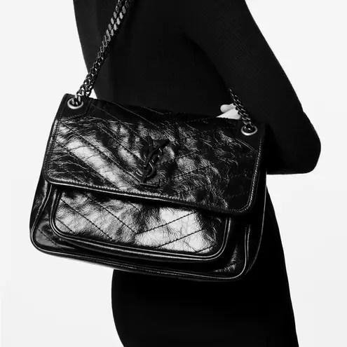 YSL Niki Medium Chain Bag- Navy