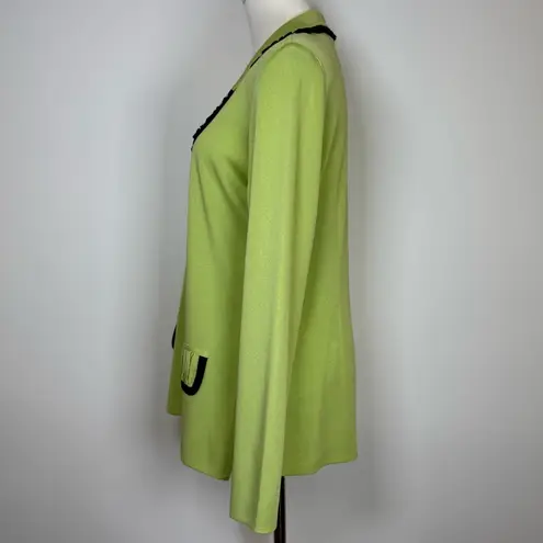 Misook Knit Jacket Bright Green Button Front Tailored Women’s Size Small