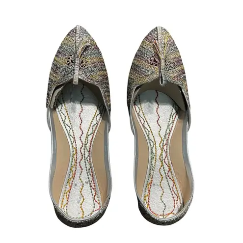 Women's Silver Wedding Bridal Khussa Indian Wedding Jutti Punjabi Flats Size 5