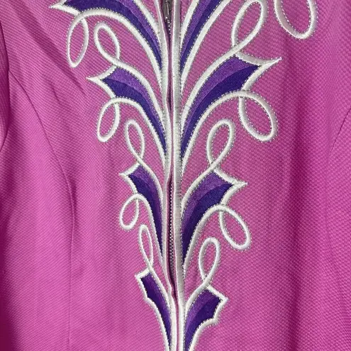 Bob Mackie Wearable Art Blazer Womens Small Embroidered Jacket Colorful Fancy Pink
