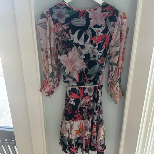 All Saints Ari Leondra Floral Print Mini Wrap Dress