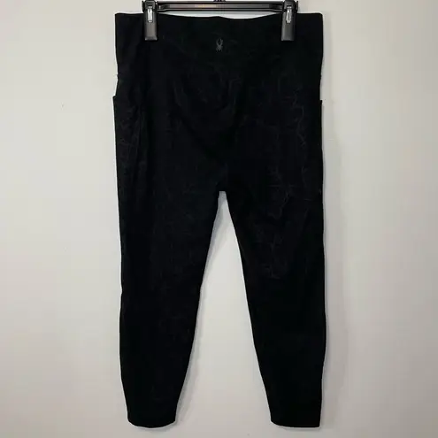Spyder Black Web Leggings XXL Activewear Athleisure Pockets Logo Pull On Casual