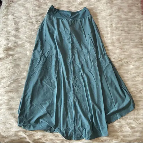 Halara Blue Green High Waisted High Low Ruffle Built in Mini Shorts Maxi Skirt M