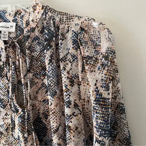 Veronica M  Beige Snake Pattern Blouse X-Small - Image 6