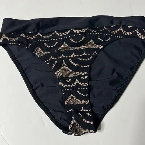 PilyQ New. water lily black lace high rise waisted bikini bottom. Size small